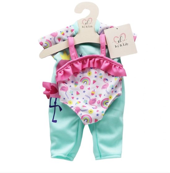 Ivy & Lily Poppenkleertjes Flamingo Zwempak 2-Pack 43cm
