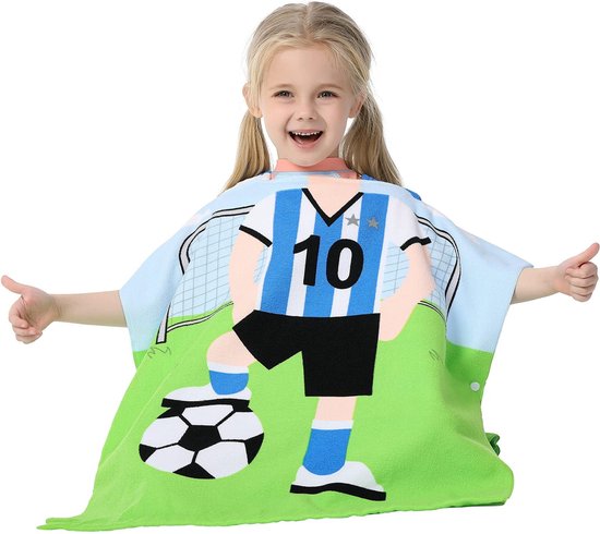 JAXY Badcape Baby - Badcape - Baby Badjas - Omslagdoek - Omslagdoek - Baby Handdoek Met Capuchon - Strandhanddoek - Badponcho - Poncho Handdoek - Microfiber - 60x90cm - Voetbal van JAXY