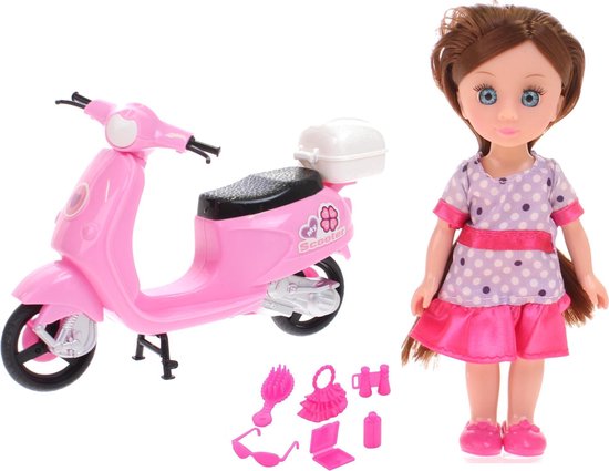 Johntoy Pop Lily Dolls - Scooter 15 Cm Roze/paars/blond 10-delig van Johntoy