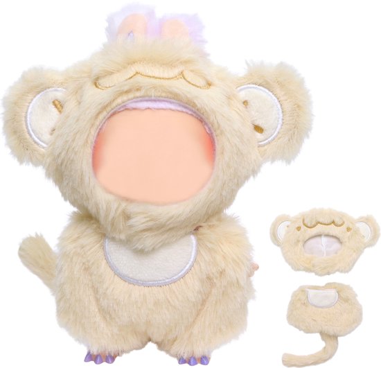 Joya Kids® Verkleedset voor Labubu Pop Aapje Kostuum - Outfit voor 17 cm Mart Figuren - Pluche Outfit met Staart en Oren - Kleding & Bescherming in Één - Pop niet inbegrepen van Joya Kids