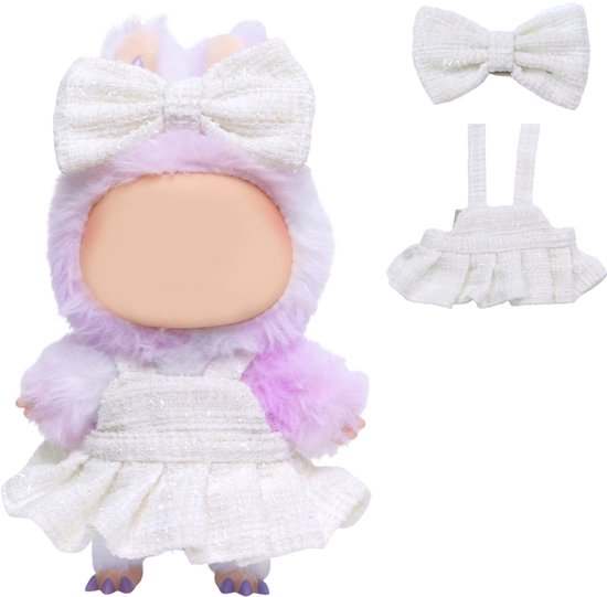 Joya Kids® Verkleedset voor Populaire Pop Wit Tweed Jurkje met bijpassende Strik | Elegante Outfit voor 17 cm Mart Figuren | Kleding & Bescherming in Één | Pop niet inbegrepen van Joya Kids