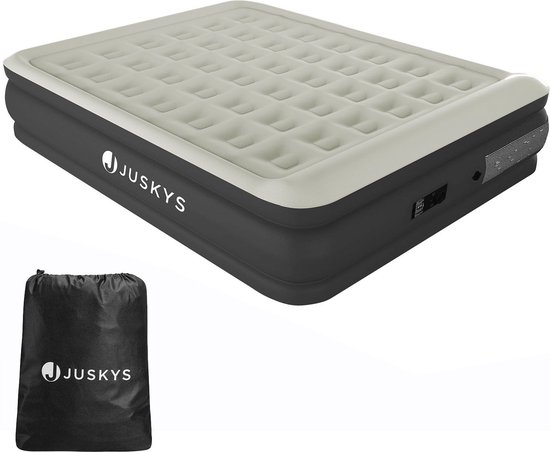Juskys Zelfopblaasbaar Luchtbed Sapri L - Grijs - 197 x 154 x 45 cm - Incl. Opbergtas van Juskys