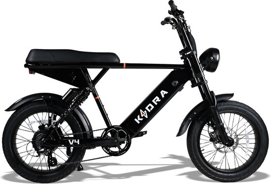 Kadrabikes V4 Midnight Black - Elektrische Fatbikes - Elektrische Fiets - 250 Watt - Ebike - Dubbel Geveerd van Kadrabikes