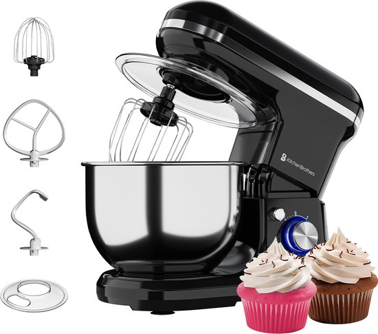 KitchenBrothers Keukenmachine - Keukenrobot - 5L - Keukenmixer - 1200W - Zwart van KitchenBrothers