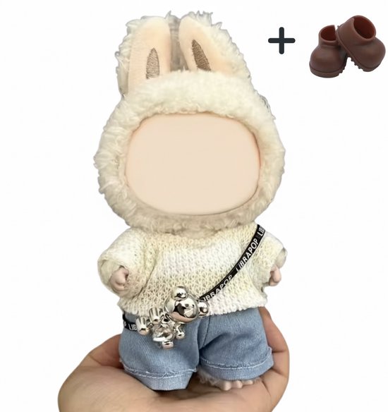 Kleding geschikt voor Labubu (13-17cm) - Outfit / Kleren: Trui broek tasje en schoenen - Poppenkleding set van POP MART