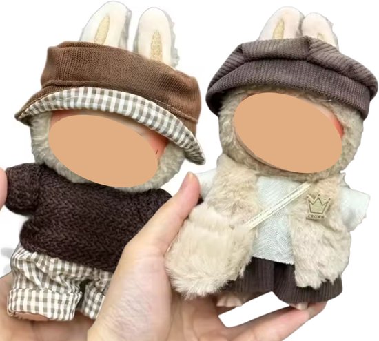 Kleding Set voor Labubu – 2 Outfits (3-delig & 5-delig) + Gratis Zonnebril – Poppenkleding voor 17 cm Labubu Pop – Compleet Accessoirepakket - Pop niet inbegrepen van Merkloos