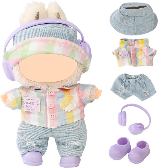 Kleding Set voor Pop van 17 cm - Accessoireset met Hoed en Outfit voor Pluchen Speelgoed