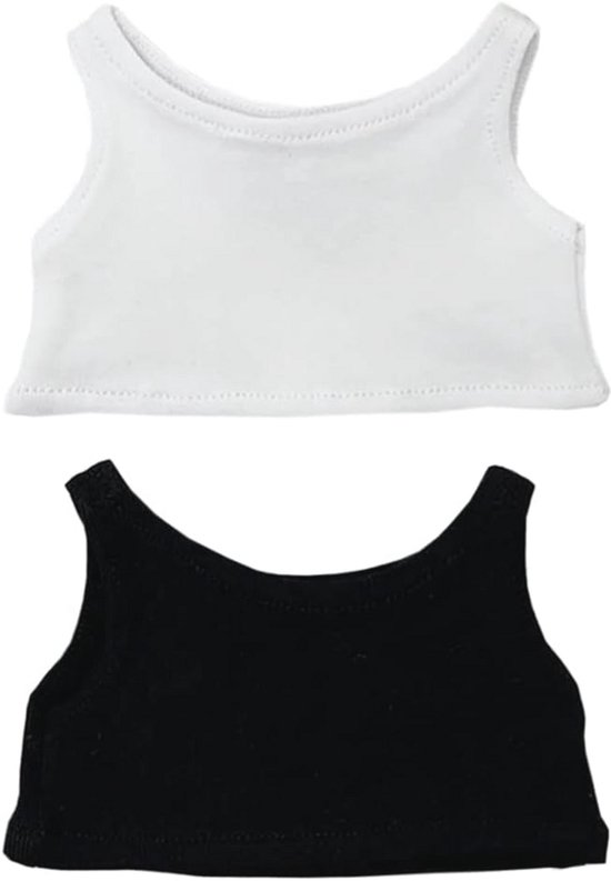 Kleding voor 10cm Pluche Pop - Mouwloos T-shirt en Vest in Effen Kleuren van Merkloos
