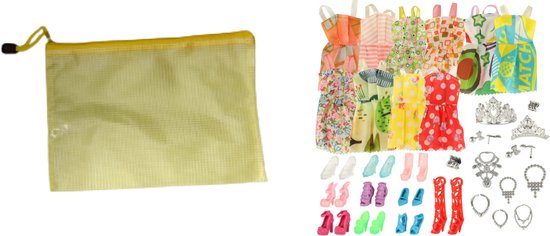 Kleding voor Modepoppen en Accessoires past ook de bekendere modepop zoals Barbie 43 Elementen met handige Opbergtas met Rits- Modepop - Poppenkleding - Kleertjes - Poppenkleertjes - Geschikt Voor Bekende Mode Pop Merken Poppen - 10 Complete Outfits van Evendito