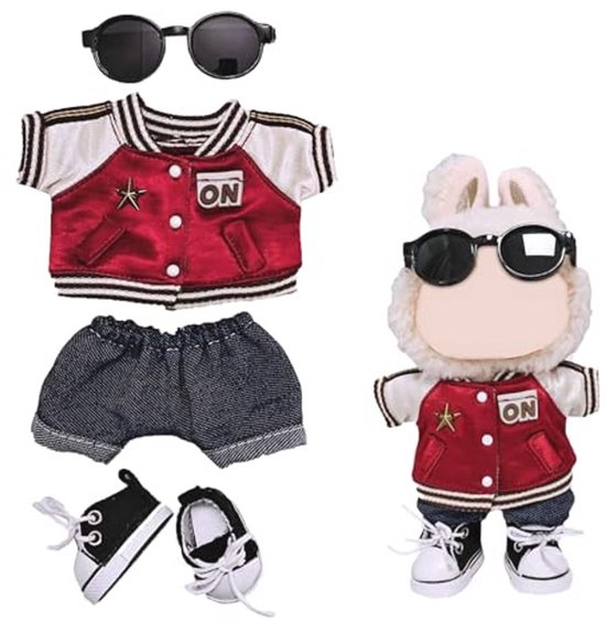 Kledingset voor 17 cm Poppen - 4-delige Mode Outfit met Accessoires van Merkloos