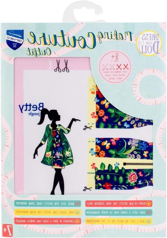 Kleed je pop - Poppenkleding maken - Creatief knutselen - Niet-rafelende stof - 31 x 24 x 1 cm - Meerkleurig