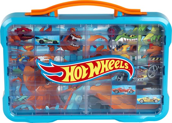 Klein Toys Hot Wheels - verzamelkoffer - vitrine - geschikt voor 54 auto's - blauw oranje van Klein Toys