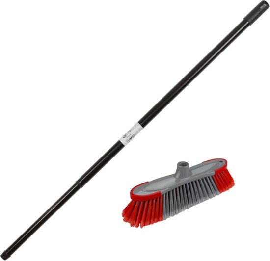 Kunststof binnenbezem synthetisch inclusief metalen telescoopsteel zwart 130 cm - Zachte kamerbezems van Kreator