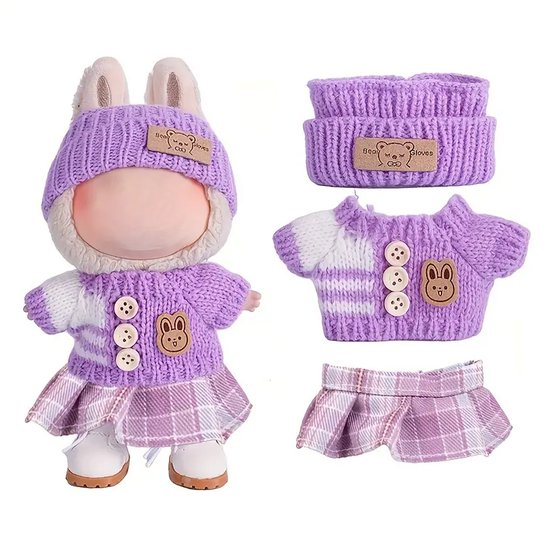 Labubu Outfit – Paarse outfit Kleding Geschikt voor Labubu Pop 17 cm Complete Outfit van Merkloos