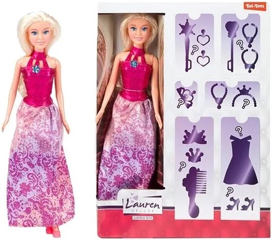 Lauren Tienerpop Blond Haar Roze Jurk Verrassingset van Lauren