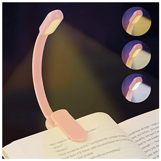 LED-leeslamp, boeklamp, klemleeslamp, USB-oplaadbaar, 360° tabletleeslamp, roze van LENCENT