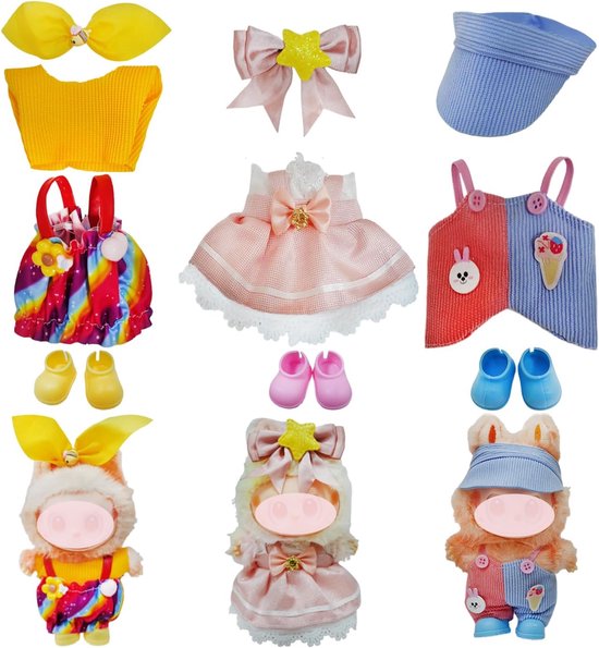 Leuke Poppenkleding Sets - Mini Accessoires - Poppen Aankleden - 3 Sets Inbegrepen - 17 x 10 cm van Merkloos