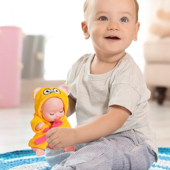 Levensechte pop - Flexibele pop - Kinderspel bevorderen - Agile gewrichtservaring - 11 x 5 cm - Geel