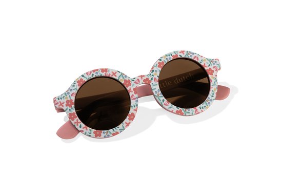 Little Dutch kinderzonnebril rond met opdruk van bloemen - roze - sunglasses - zonnebril van Little Dutch