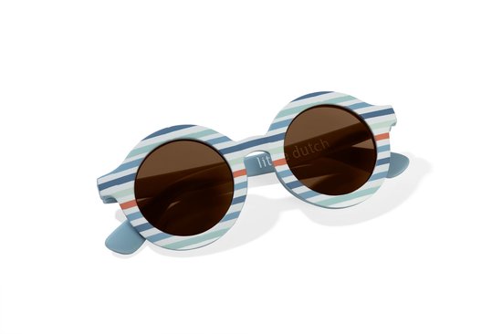 Little Dutch kinderzonnebril rond model met gekleurde strepen - blauw - sunglasses - zonnebril van Little Dutch