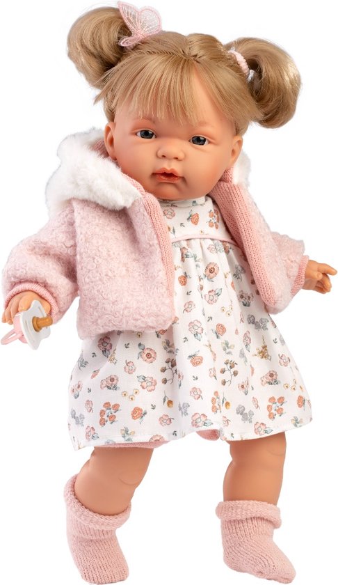 Llorens Huilpop Joelle Roze Jas Blank met geluid 38 cm van Merkloos