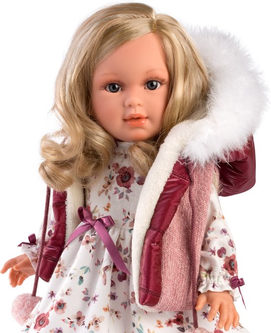 Llorens pop Lucia met witte bontkraag - 40cm van Llorens