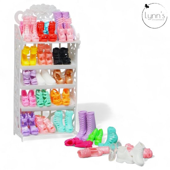 Lynn’s accessoires voor modepop - Schoenenrek met 10 paar schoenen - In Cadeauzakje