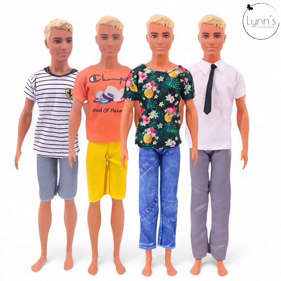 Lynn’s poppenkleertjes - Set ‘Florian’ - Geschikt voor modepop - Set van 4 outfits - Kleding voor modepoppen - Cadeauzakje van Merkloos