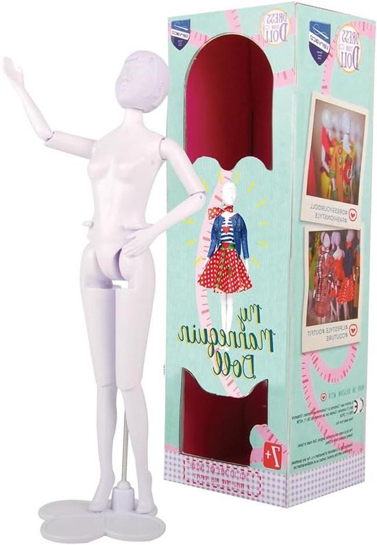 Mannequin pop - Kleedpop paspop - Kleding ontwerpen - Natuurlijk geproportioneerd - 31 x 10 x 8 cm - Meerkleurig
