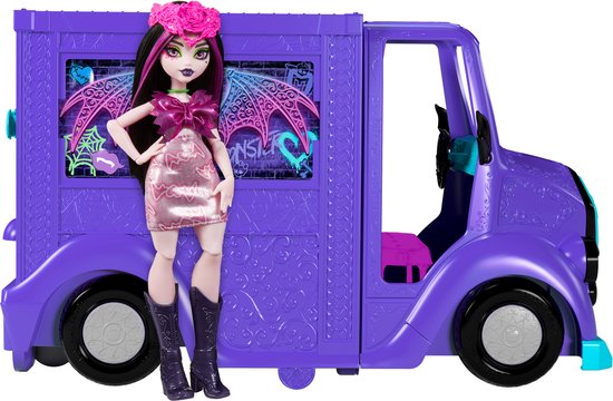 Mattel Monster High Koncertowy Food + Lalka Zestaw Hxh83 Vrachtwagen Roze van Mattel