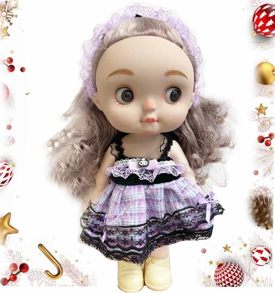Meedeer 24 cm modepop-Babypop-Poseerbare Modepop-Lang haar-geschikt voor kinderhanden-Verstelbare armen en benen-Met geluid-speelgoed-kleding en accessoires voor meisjes van 3 jaar en ouder van Meedeer