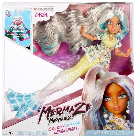Mermaze Mermaidz Slumber Party Casea Kleurveranderende Zeemeerminpop - 34 cm - Lang Haar - Inclusief Accessoires - Speelpop vanaf 4 Jaar van Mermaze