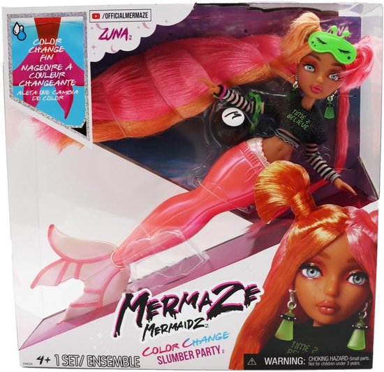 Mermaze Mermaidz Slumber Party Zuna Kleurveranderende Zeemeerminpop – Color Change – Modepop met Lang Haar – 4+ Jaar