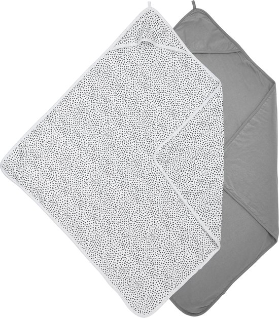 Meyco Baby Cheetah/Uni badcape - 2-pack - grey - 80x80cm van Meyco
