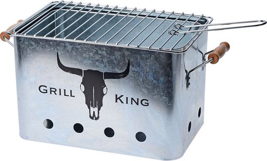 MikaMax - Grill King Houtskool BBQ - RVS - Inclusief Verwijderbare aslade & Inklapbare handvaten van Mikamax