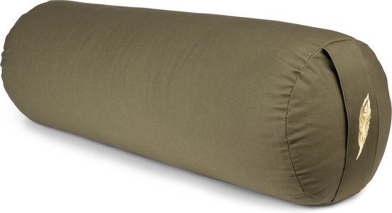 MindBaas - Yoga Bolster - Eco - Donkergroen - Dubbel Gestikt - 60 x 20 cm (lengte x diameter) - Yoga Kussen van MindBaas
