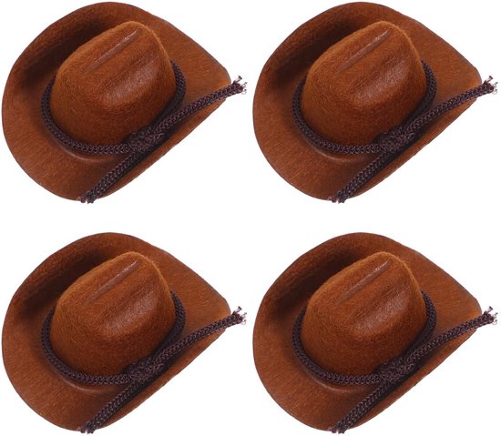 Mini-Cowboyhoeden - Set van 4 - Kindvriendelijk en Creatief Knutselmateriaal van Merkloos