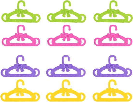 Mini Kleerhangers - Poppenhangers Accessoires - Poppenkleding Organiseren - Duurzaam Kunststof Materiaal - 10 cm - Meerkleurig
