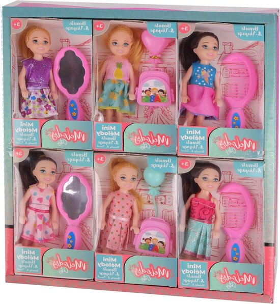 Mini Poppen Set - Mode Poppen - Kinderspeelgoed - 6 Poppen Inclusief - 13.5 cm - Roze