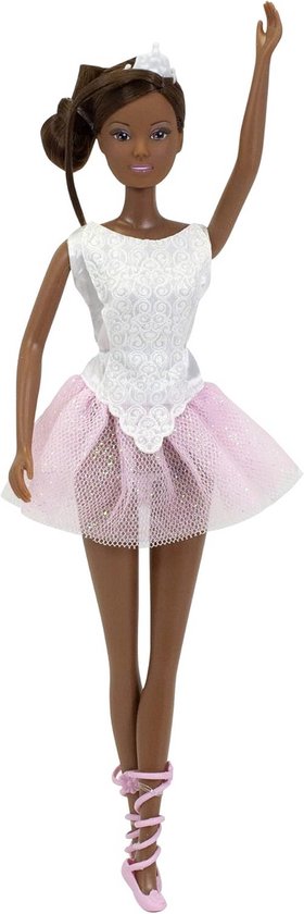 Modepop Ballerina van 29 cm met Balletjurk en Diadeem van Merkloos