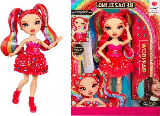 Modepop Vivienne Rouge - Poppenfiguur Stylingpop - Kinderen Spelen - Inclusief Bedazzling Tool - 28 cm - Rood