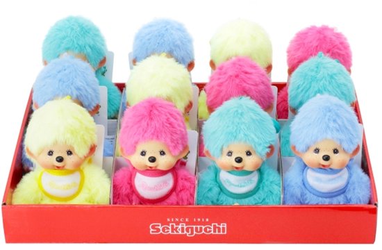 Monchhichi sleutelhanger pluche aapje 15 cm - kleurrijke sleutelhangers.