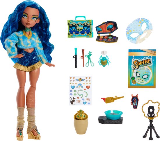 Monster High Self-Scare Secrets - Cleo De Nile Modepop met 13 realistische accessoires