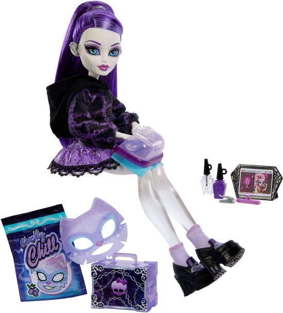 Monster High Self-Scare Secrets - Spectra Vondergeist Modepop met 13 realistische accessoires