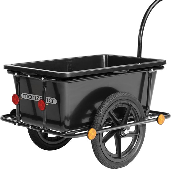Monzana Fietskar Aanhanger - met 90L Kunststof Kuip Koppeling – Zwart van Monzana
