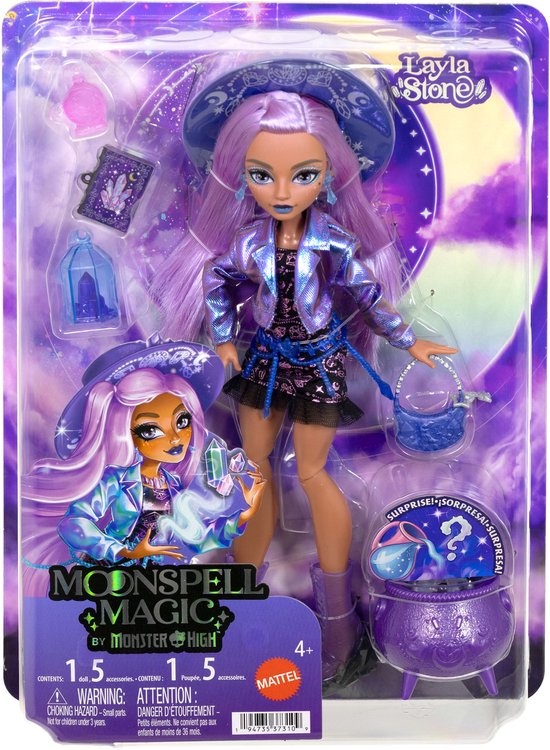 Moonspell Magic van Monster High - Layla Stone modepop - Crystal Witch met accessoires