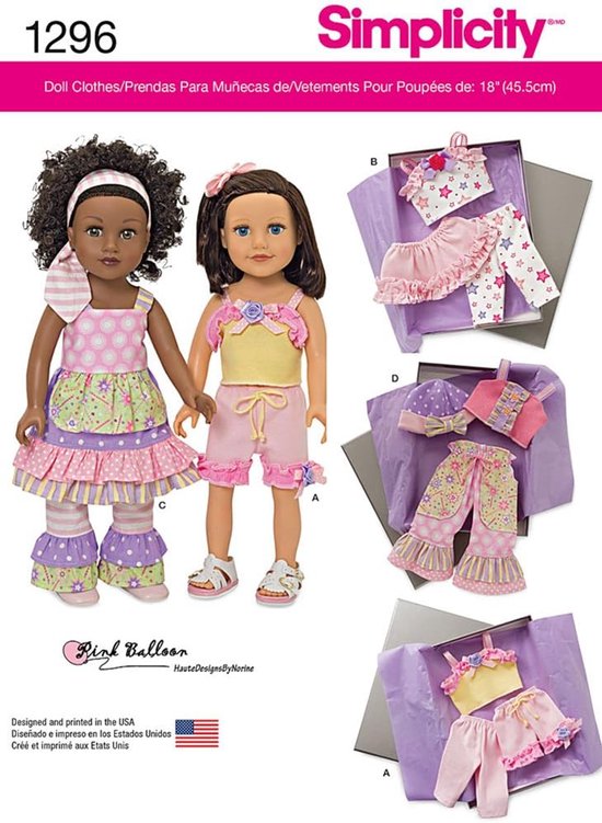 Naaipatroon Poppenkleding - Kleding Patroon - Poppen Aankleden - Voor 18 inch poppen - Maat OS - Multicolor
