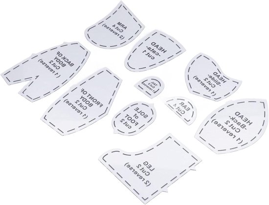 Naaipatroon voor Gevulde Beer Set - DIY Acryl Quiltgereedschap - Herbruikbare Naaisjabloon - Educatief Knutselproject - 10 Stuks - Geschikt voor Dagelijkse Creatieve Activiteiten - Afmeting: S 10 inch