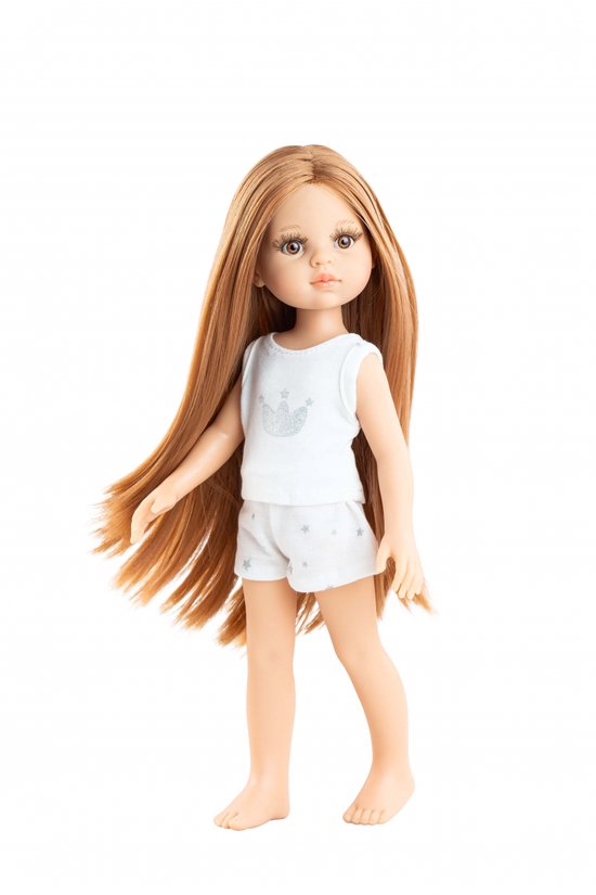Paola Reina pop Amigas Christi roodbruin lang haar 32cm - poppen speelgoed. van Merkloos