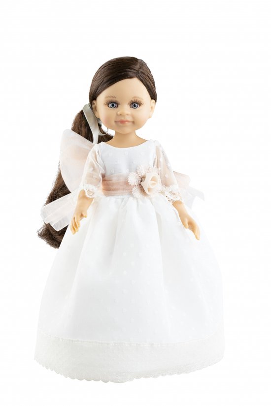 Paola Reina Pop Amigas Cleo trouw-/communiejurk (32 cm). van Merkloos